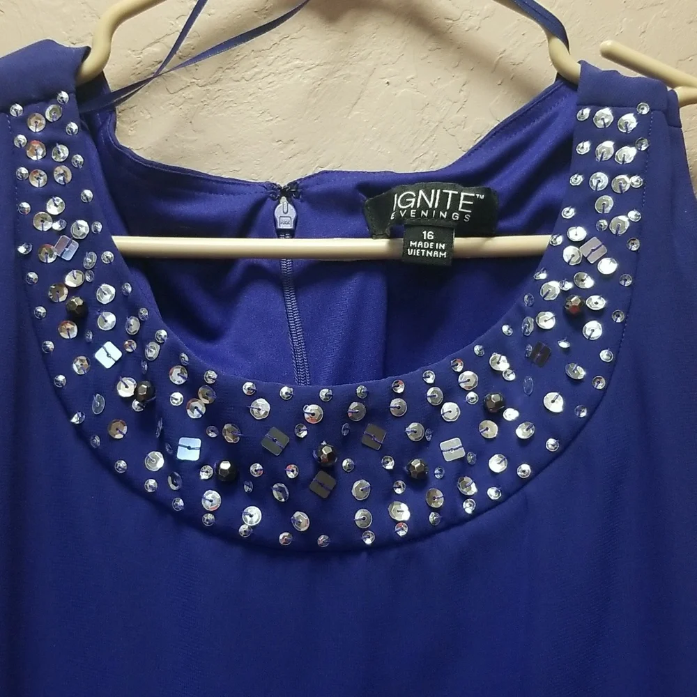 💥60% OFF IGNITE EVENINGS💥 Sz 16, Iris Blue 2 pc.Formal, NWT, Rhinestones #2507 - Picture 3 of 7
